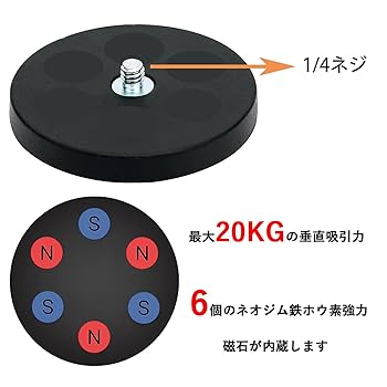 Amazon | UTEBIT 自由雲台 カメラ磁気スタンド 66MM カメラ 固定